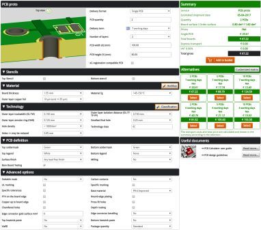 Eurocircuits PCBConfigurator web